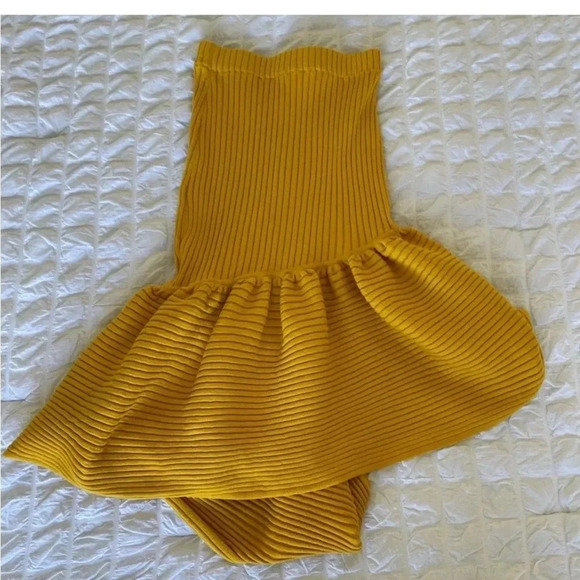 Amur yellow ribbed asymmetrical midi skirt - Picture 12 of 14